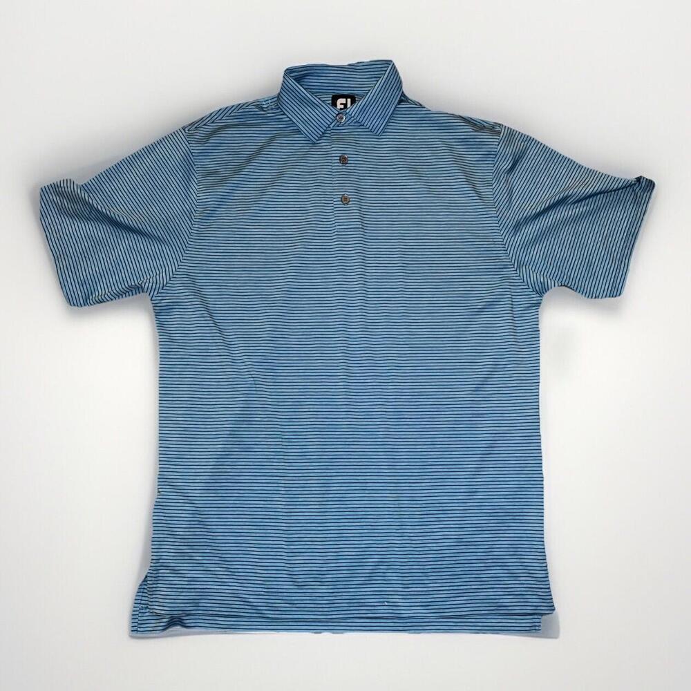 Foot Joy Men’s Large Golf Shirt XL Green/Blue Striped Poly Mix